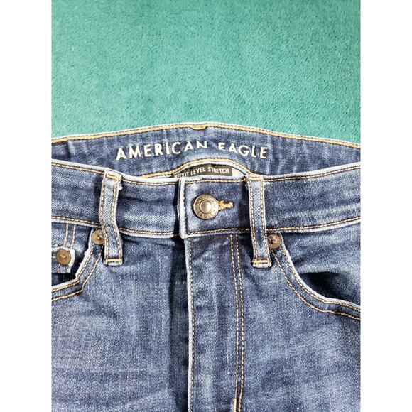 American Eagle Jeans Size 2 Womens Blue Stretch High Rise Boho Flared Wide Leg - Picture 7 of 14